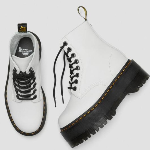 Dr. Martens Shoes - DR. MARTENS 1460 Pascal Max Platform Combat Boots WHITE size 8 NEW!